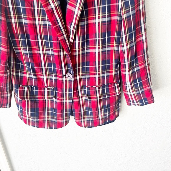 Pendleton Blazer Women's 4P Petite Red Tartan Plaid Preppy Americana Vintage 80s - Picture 4 of 9